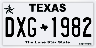 TX license plate DXG1982