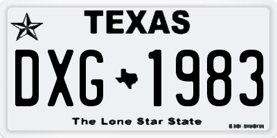 TX license plate DXG1983