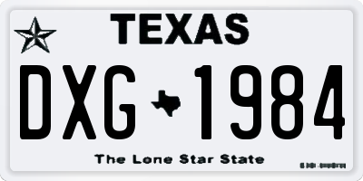 TX license plate DXG1984