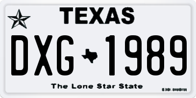 TX license plate DXG1989