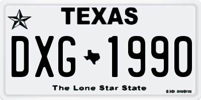 TX license plate DXG1990