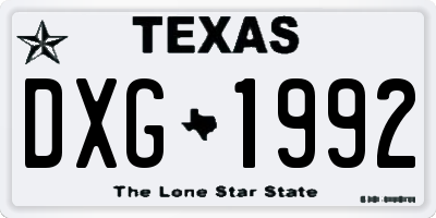 TX license plate DXG1992