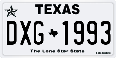 TX license plate DXG1993