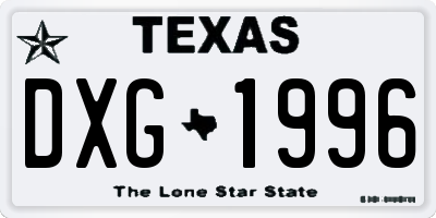 TX license plate DXG1996