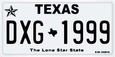 TX license plate DXG1999