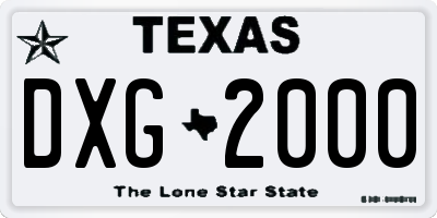 TX license plate DXG2000