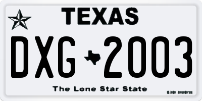 TX license plate DXG2003
