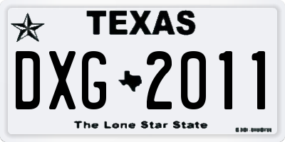 TX license plate DXG2011