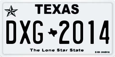 TX license plate DXG2014