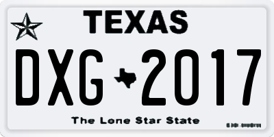 TX license plate DXG2017