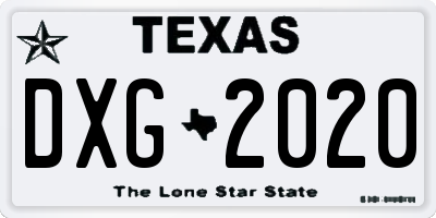 TX license plate DXG2020