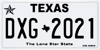 TX license plate DXG2021