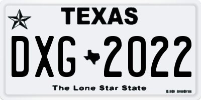 TX license plate DXG2022