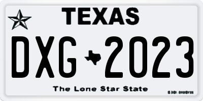 TX license plate DXG2023