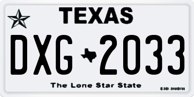TX license plate DXG2033