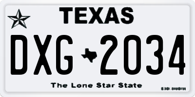 TX license plate DXG2034