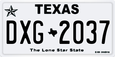 TX license plate DXG2037