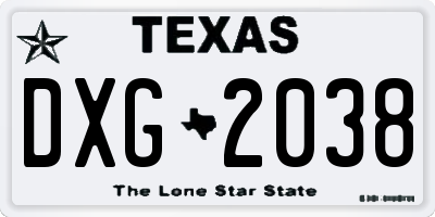 TX license plate DXG2038