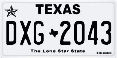 TX license plate DXG2043