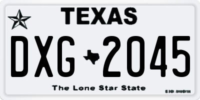TX license plate DXG2045