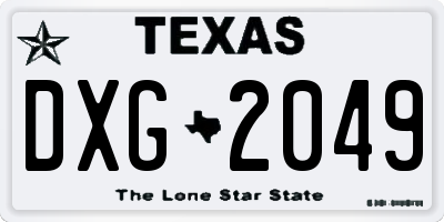 TX license plate DXG2049