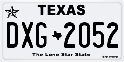 TX license plate DXG2052