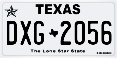 TX license plate DXG2056