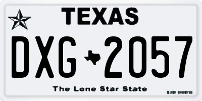 TX license plate DXG2057