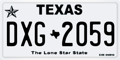 TX license plate DXG2059