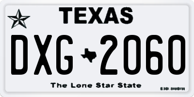 TX license plate DXG2060
