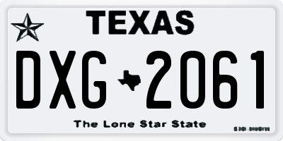 TX license plate DXG2061