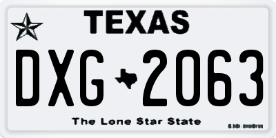 TX license plate DXG2063