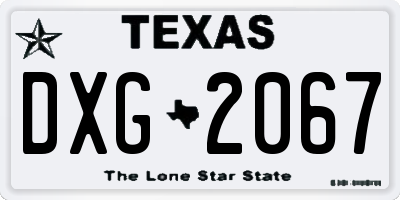TX license plate DXG2067