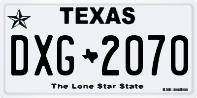 TX license plate DXG2070
