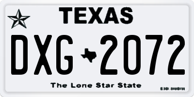 TX license plate DXG2072