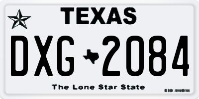 TX license plate DXG2084