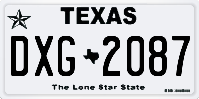 TX license plate DXG2087