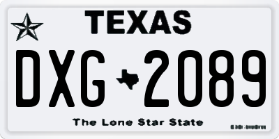 TX license plate DXG2089