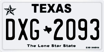 TX license plate DXG2093
