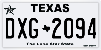 TX license plate DXG2094