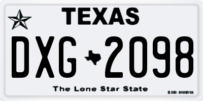TX license plate DXG2098