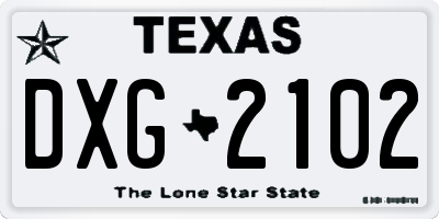 TX license plate DXG2102