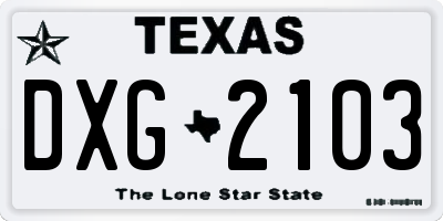TX license plate DXG2103