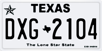 TX license plate DXG2104