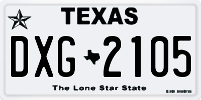 TX license plate DXG2105