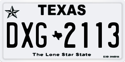 TX license plate DXG2113