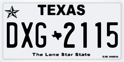 TX license plate DXG2115
