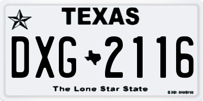 TX license plate DXG2116