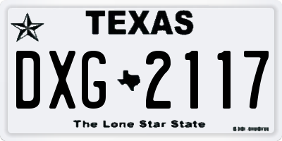 TX license plate DXG2117