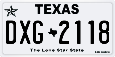 TX license plate DXG2118